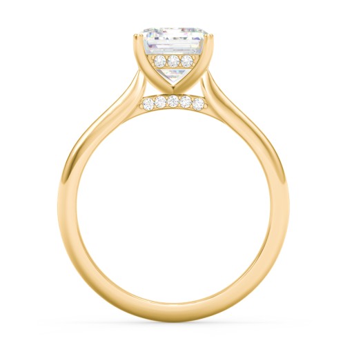 3 ct. (9x7mm) Emerald-Cut Moissanite Engagement Ring with Hidden Halo and Accents – 10K Yellow Gold with Moissanite and Lab Diamond