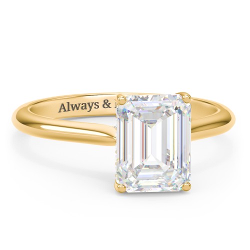 3 ct. (9x7mm) Emerald-Cut Moissanite Engagement Ring with Hidden Halo and Accents – 10K Yellow Gold with Moissanite and Lab Diamond