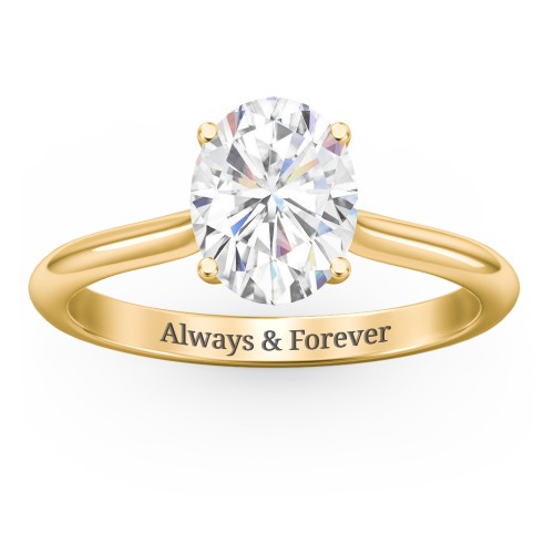 2 ct. (9x7mm) Oval Moissanite Engagement Ring with Hidden Halo and Accents