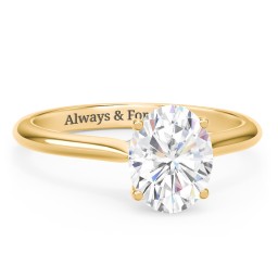 2 ct. (9x7mm) Oval Moissanite Engagement Ring with Hidden Halo and Accents in 10K Solid Yellow Gold