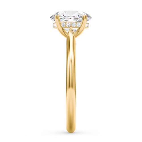 2 ct. (9x7mm) Oval Moissanite Engagement Ring with Hidden Halo and Accents – 10K Yellow Gold with Moissanite and Lab Diamond