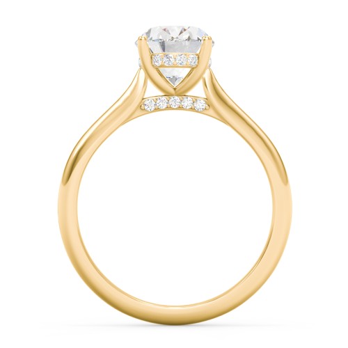 2 ct. (9x7mm) Oval Moissanite Engagement Ring with Hidden Halo and Accents – 10K Yellow Gold with Moissanite and Lab Diamond