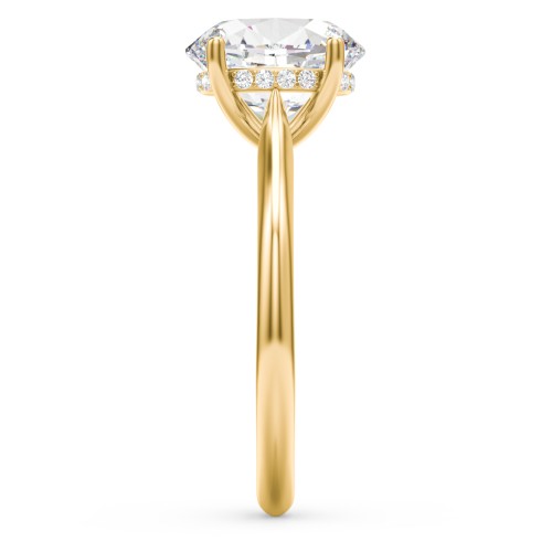 3 ct. (10x8mm) Oval Moissanite Engagement Ring with Hidden Halo and Accents – 10K Yellow Gold with Moissanite and Lab Diamond