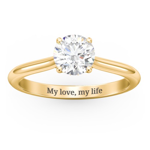 1 ct. (6.5mm) Moissanite Engagement Ring with Hidden Halo and Accents