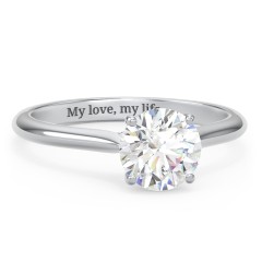 1.5 ct. (7.5mm) Moissanite Engagement Ring with Hidden Halo and Accents – 10K White Gold with Moissanite and Lab Diamond