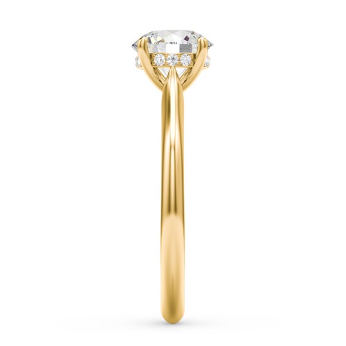 1.5 ct. (7.5mm) Moissanite Engagement Ring with Hidden Halo and Accents – 10K Yellow Gold with Moissanite and Lab Diamond