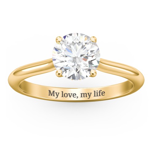 1.5 ct. (7.5mm) Moissanite Engagement Ring with Hidden Halo and Accents – 10K Yellow Gold with Moissanite and Lab Diamond