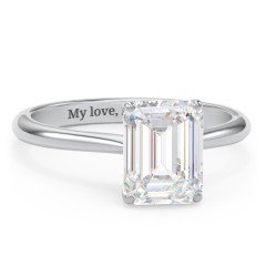 3 ct. (9x7mm) Emerald-Cut Moissanite Classic Two Tone Engagement Ring – 10K White Gold with Moissanite