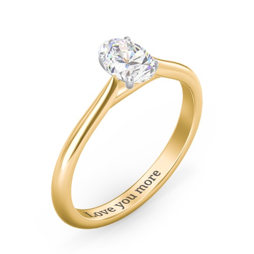 1 ct. (7x5mm) Oval Moissanite Classic Two Tone Engagement Ring – 10K Yellow Gold with Moissanite