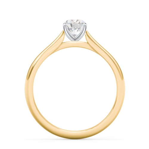 1 ct. (7x5mm) Oval Moissanite Classic Two Tone Engagement Ring – 10K Yellow Gold with Moissanite
