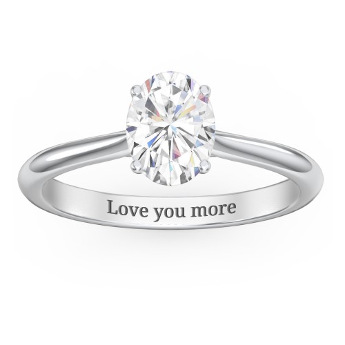 1.5 ct. (8x6mm) Oval Moissanite Classic Two Tone Engagement Ring – 10K White Gold with Moissanite