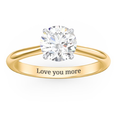 1.5 ct. (7.5mm) Moissanite Classic Two Tone Engagement Ring – 10K Yellow Gold with Moissanite
