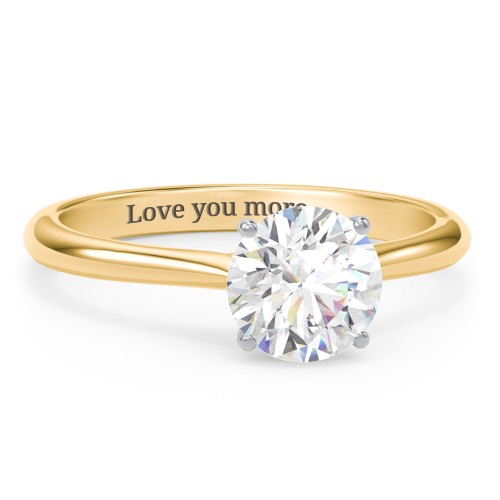 1.5 ct. (7.5mm) Moissanite Classic Two Tone Engagement Ring – 10K Yellow Gold with Moissanite