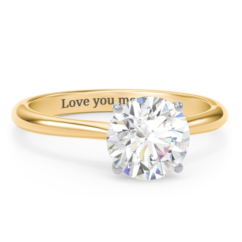 2 ct. (8mm) Moissanite Classic Two Tone Engagement Ring – 10K Yellow Gold with Moissanite