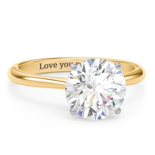 3 ct. (9mm) Moissanite Classic Two Tone Engagement Ring – 10K Yellow Gold with Moissanite