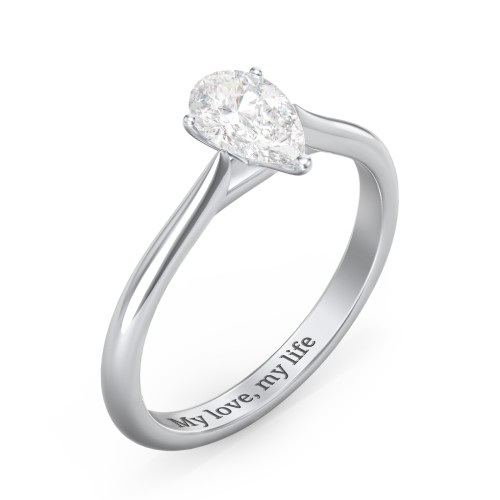 1 ct. (8x5mm) Pear Moissanite Classic Two Tone Engagement Ring – 10K White Gold with Moissanite