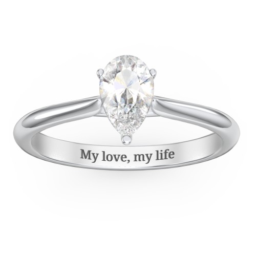 1 ct. (8x5mm) Pear Moissanite Classic Two Tone Engagement Ring – 10K White Gold with Moissanite