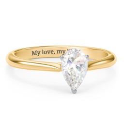 1 ct. (8x5mm) Pear Moissanite Classic Two Tone Engagement Ring in 10K Solid Yellow Gold