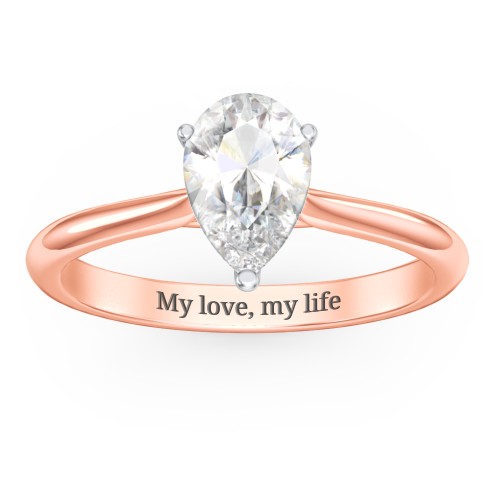 1.5 ct. (9x6mm) Pear Moissanite Classic Two Tone Engagement Ring