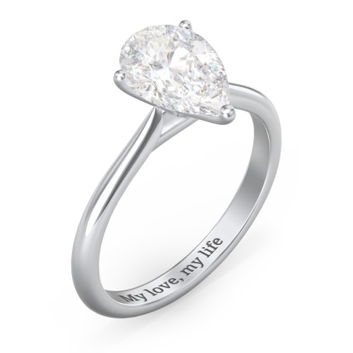 2.5 ct. (10.5x7mm) Pear Moissanite Classic Two Tone Engagement Ring – 10K White Gold with Moissanite