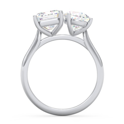 Toi et Moi Pear and Emerald Cut Moissanite Engagement Ring - 5.5 ctw. – 10K White Gold with Moissanite