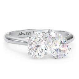 Toi et Moi Oval and Pear Moissanite Engagement Ring with Hidden Halos & Accents – 3 ctw.