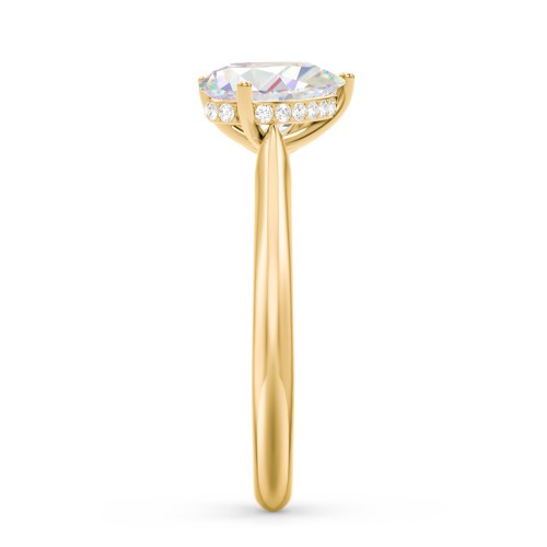 Toi et Moi Oval and Pear Moissanite Engagement Ring with Hidden Halos & Accents – 3 ctw. – 10K Yellow Gold with Moissanite and Lab Diamond