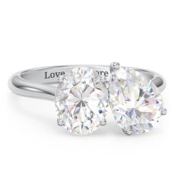 Toi et Moi Oval and Pear Moissanite Engagement Ring with Hidden Halos & Accents – 4 ctw.