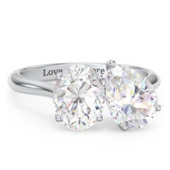 Toi et Moi Oval and Pear Moissanite Engagement Ring with Hidden Halos & Accents – 4 ctw. – 10K White Gold with Moissanite and Lab Diamond