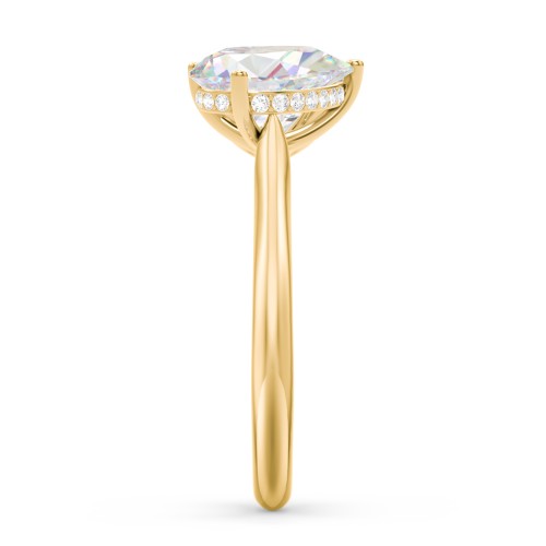Toi et Moi Oval and Pear Moissanite Engagement Ring with Hidden Halos & Accents – 4 ctw. – 10K Yellow Gold with Moissanite and Lab Diamond