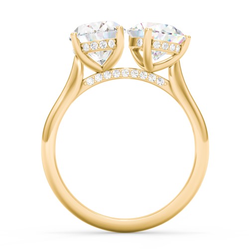 Toi et Moi Oval and Pear Moissanite Engagement Ring with Hidden Halos & Accents – 4 ctw. – 10K Yellow Gold with Moissanite and Lab Diamond