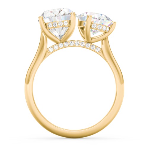 Toi et Moi Oval and Pear Moissanite Engagement Ring with Hidden Halos & Accents – 6 ctw. – 10K Yellow Gold with Moissanite and Lab Diamond