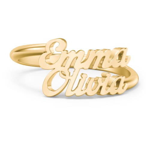 Personalised Two Name Ring – 10K Yellow Gold