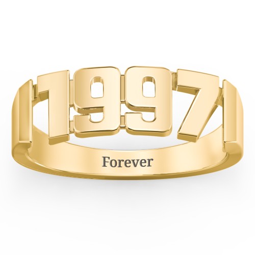 Personalised Year Ring – 18K Gold Plated Silver