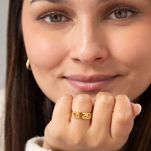 Personalised Year Ring – 18K Gold Plated Silver