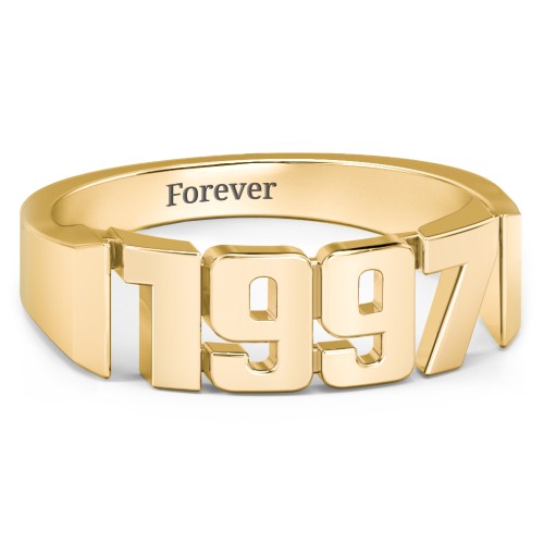Personalised Year Ring – 18K Gold Plated Silver