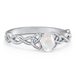 Oval Solitaire Celtic Trinity Knot Engagement Ring