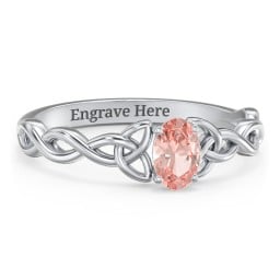 Oval Solitaire Celtic Trinity Knot Engagement Ring