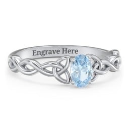 Oval Solitaire Celtic Trinity Knot Engagement Ring