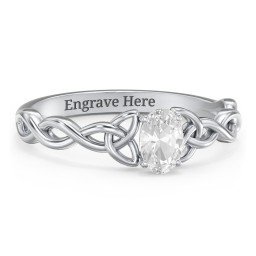 Oval Solitaire Celtic Trinity Knot Engagement Ring