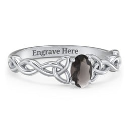 Oval Solitaire Celtic Trinity Knot Engagement Ring