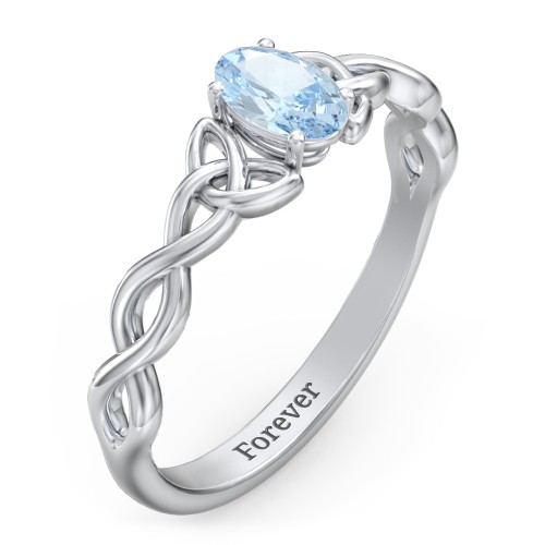 Oval Solitaire Celtic Trinity Knot Engagement Ring