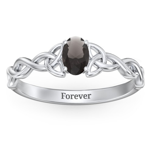 Oval Solitaire Celtic Trinity Knot Engagement Ring