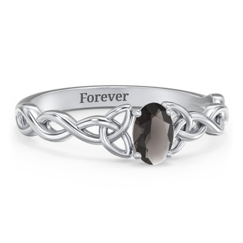 Oval Solitaire Celtic Trinity Knot Engagement Ring