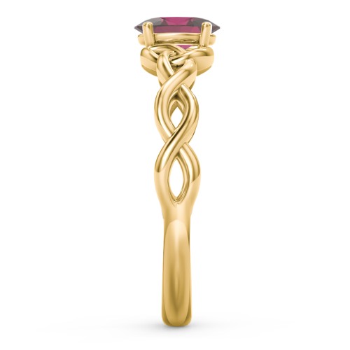 Oval Solitaire Celtic Trinity Knot Engagement Ring – 18K Gold Plated Silver with Ruby