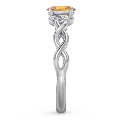 Oval Solitaire Celtic Trinity Knot Engagement Ring – Sterling Silver with Citrine