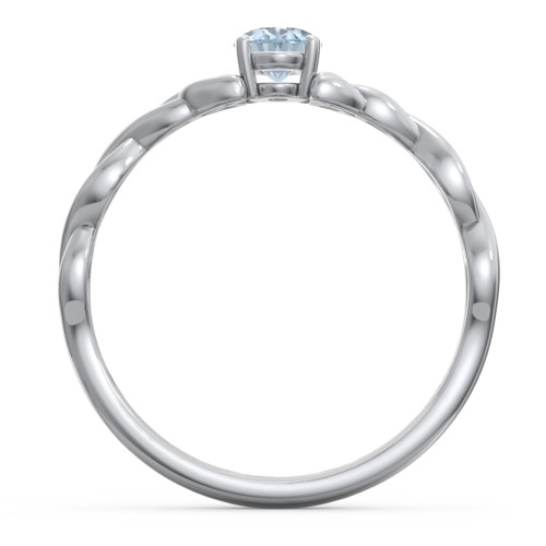Oval Solitaire Celtic Trinity Knot Engagement Ring – Sterling Silver with Aquamarine