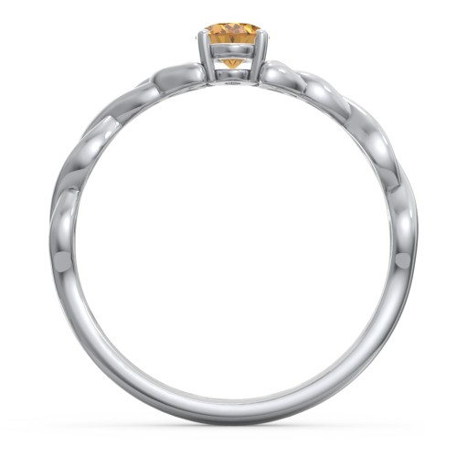 Oval Solitaire Celtic Trinity Knot Engagement Ring – Sterling Silver with Citrine