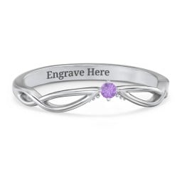 Celtic Gemstone Contour Wedding Band