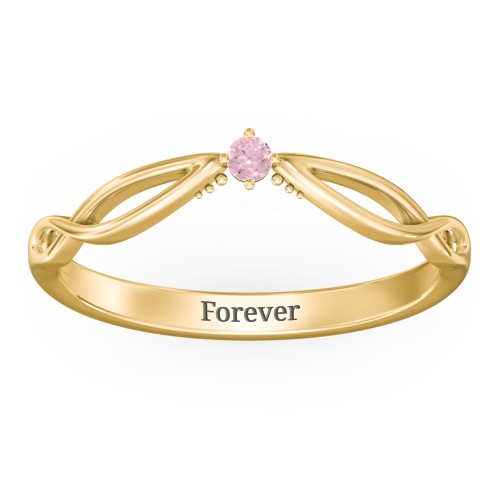 Celtic Gemstone Contour Wedding Band – 18K Gold Plated Silver with Pink Tourmaline